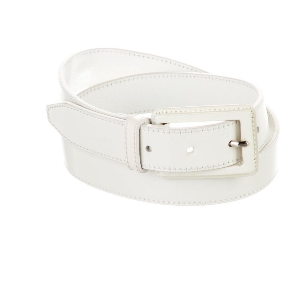 Christian Dior white patent leather belt